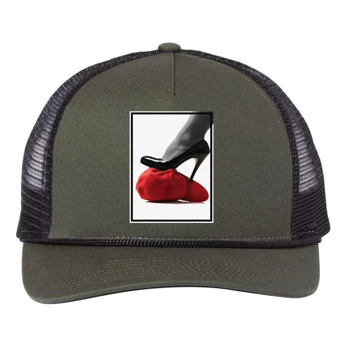 Kamala Harris Heels Stepping On Maga Hat Retro Rope Trucker Hat Cap