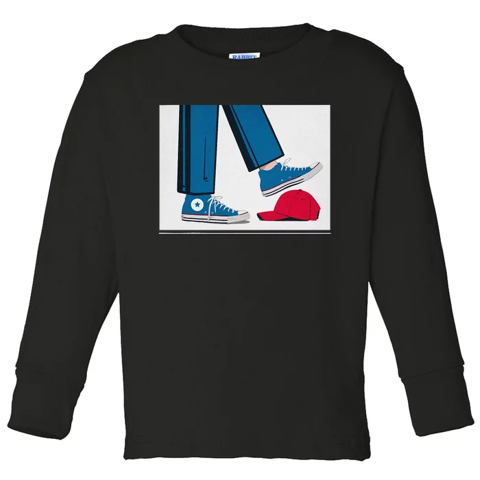 Kamala Harris Heels Stepping On Maga Hat Toddler Long Sleeve Shirt