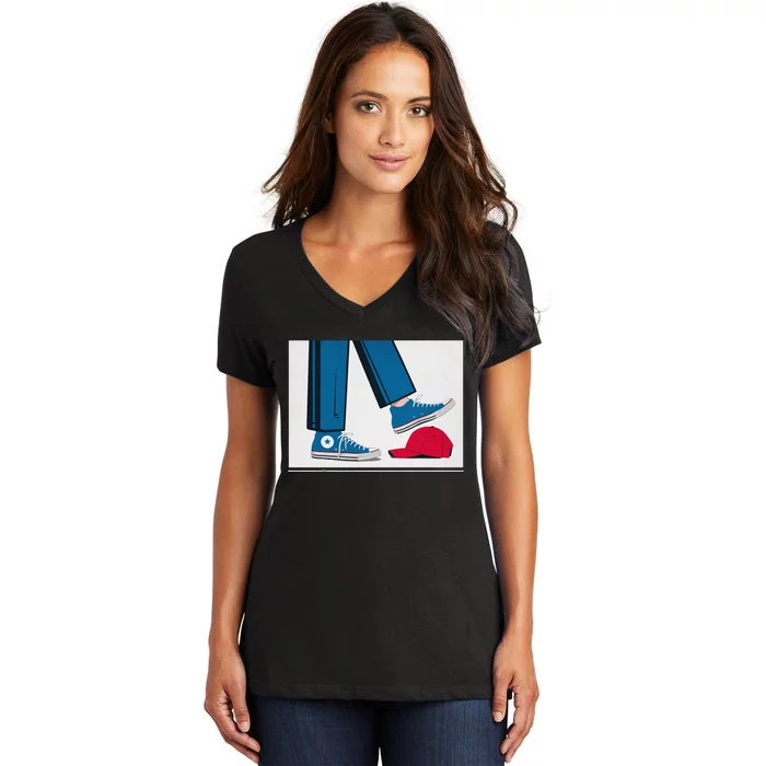 Kamala Harris Heels Stepping On Maga Hat Women's V-Neck T-Shirt