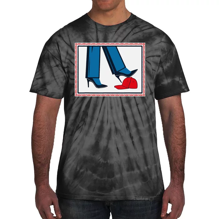 Kamala Harris Heels Stepping On Maga Hat Harris Walz 2024 Tie-Dye T-Shirt