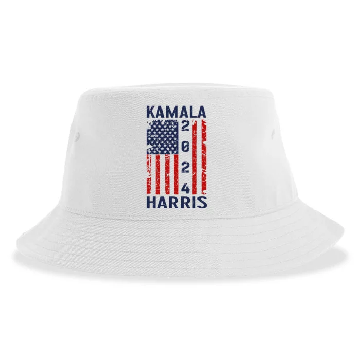 Kamala Harris Harris 2024 Us Flag Democratic Sustainable Bucket Hat