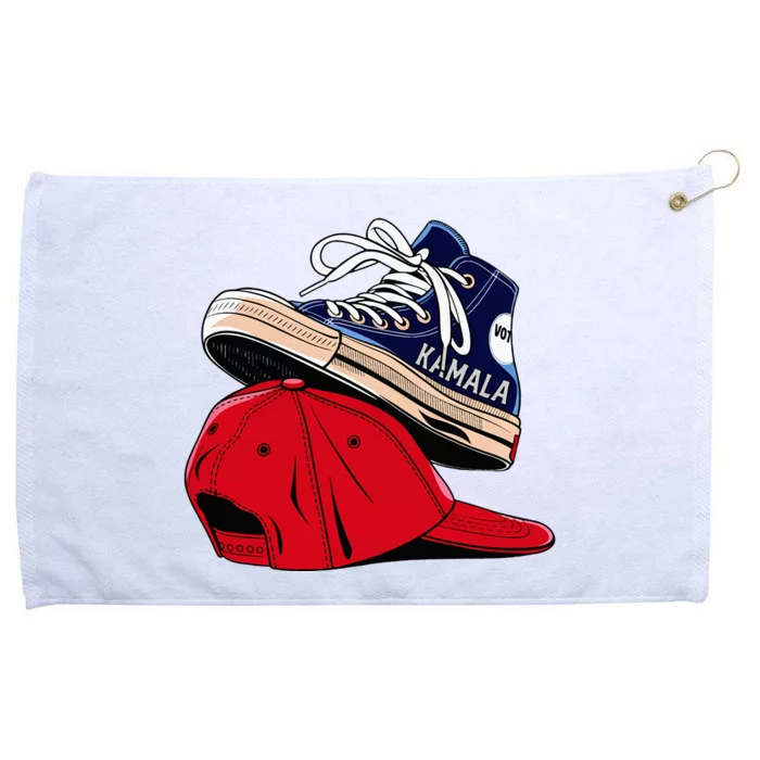 Kamala Harris High Heel Shoes Stepping On Red Hat Funny Vote Grommeted Golf Towel