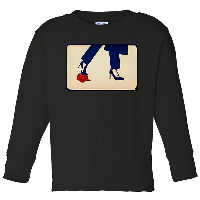 Kamala Harris Heels Stepping On Maga Hat Toddler Long Sleeve Shirt