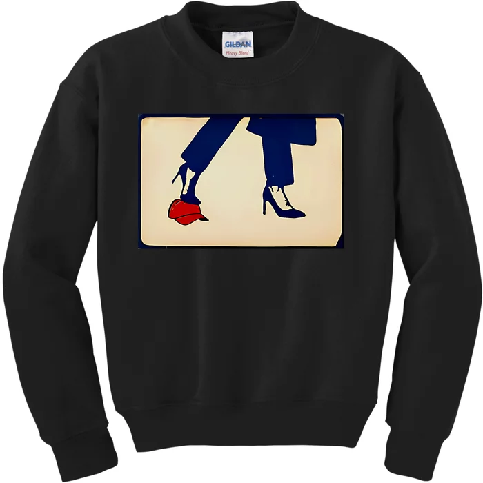 Kamala Harris Heels Stepping On Maga Hat Kids Sweatshirt