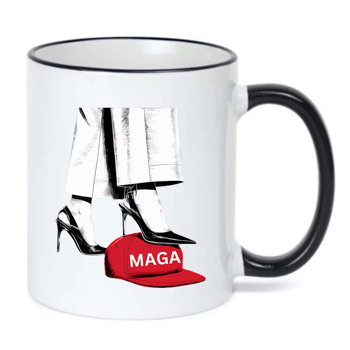 Kamala Harris Heels Stepping On Maga Hat Black Color Changing Mug