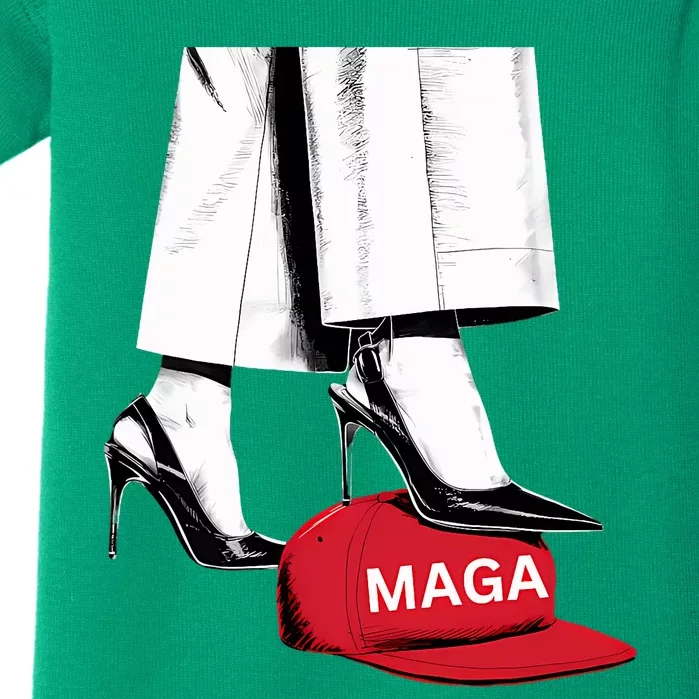 Kamala Harris Heels Stepping On Maga Hat Baby Bodysuit