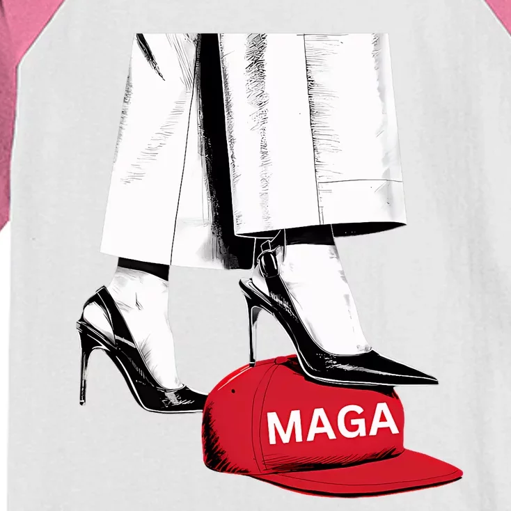 Kamala Harris Heels Stepping On Maga Hat Kids Colorblock Raglan Jersey