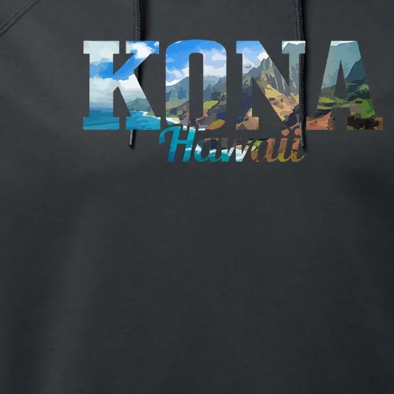 Kona Hawaii Hawaiian Islands Surf Surfing Surfer Gift Performance Fleece Hoodie