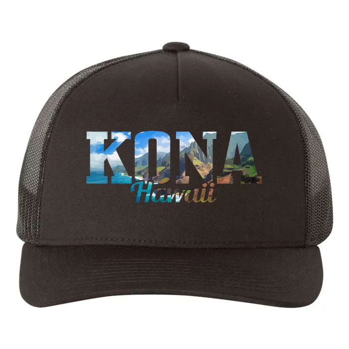 Kona Hawaii Hawaiian Islands Surf Surfing Surfer Gift Yupoong Adult 5-Panel Trucker Hat