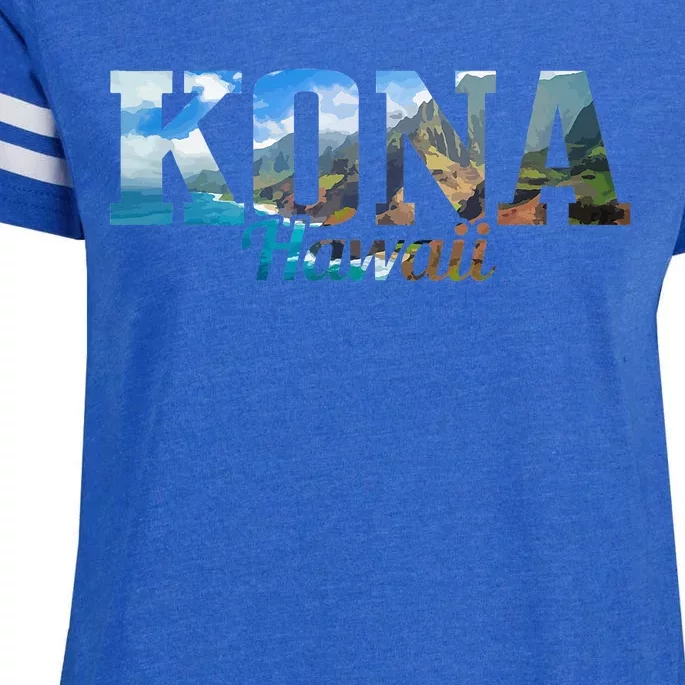 Kona Hawaii Hawaiian Islands Surf Surfing Surfer Gift Enza Ladies Jersey Football T-Shirt