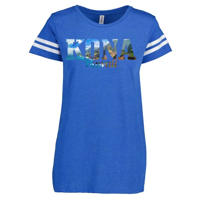 Kona Hawaii Hawaiian Islands Surf Surfing Surfer Gift Enza Ladies Jersey Football T-Shirt