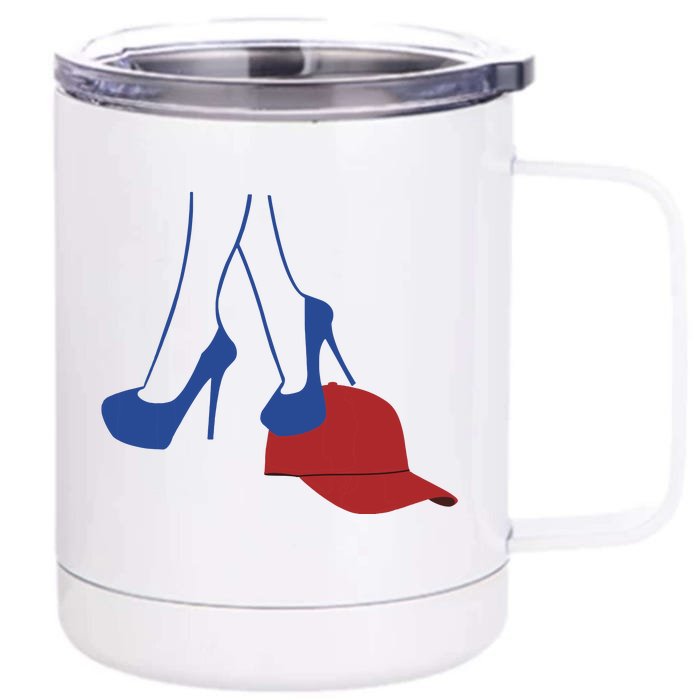 Kamala Harris Heels Stepping On Red Funny Hat Vote 2024 Front & Back 12oz Stainless Steel Tumbler Cup