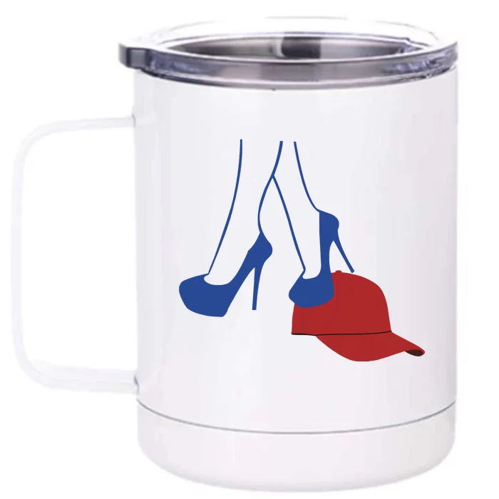 Kamala Harris Heels Stepping On Red Funny Hat Vote 2024 Front & Back 12oz Stainless Steel Tumbler Cup