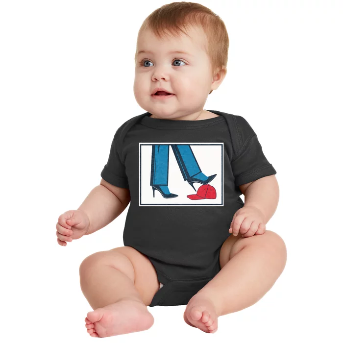 Kamala Harris Heels Stepping On Maga Hat Baby Bodysuit