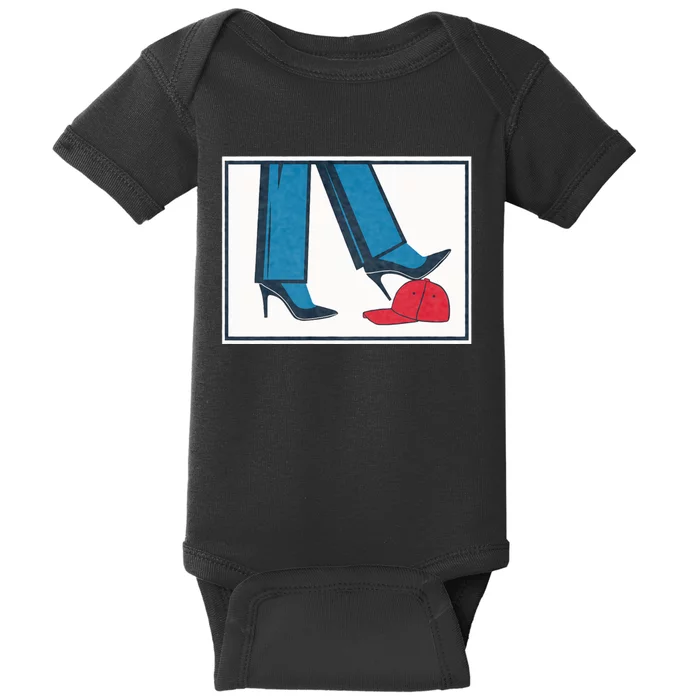 Kamala Harris Heels Stepping On Maga Hat Baby Bodysuit