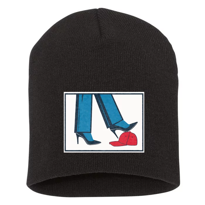 Kamala Harris Heels Stepping On Maga Hat Short Acrylic Beanie