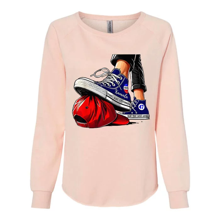 Kamala Harris High Heels Stepping On Red Maga Hat Womens California Wash Sweatshirt