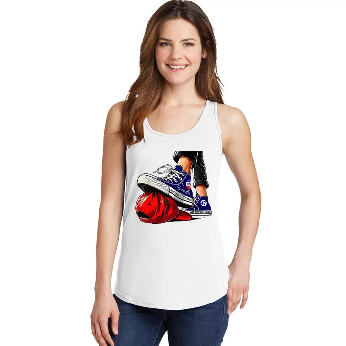 Kamala Harris High Heels Stepping On Red Maga Hat Ladies Essential Tank