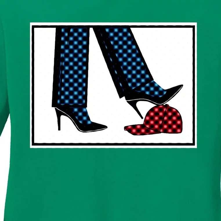 Kamala Harris Heels Stepping On Maga Hat Ladies Long Sleeve Shirt