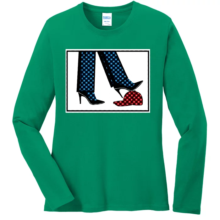 Kamala Harris Heels Stepping On Maga Hat Ladies Long Sleeve Shirt