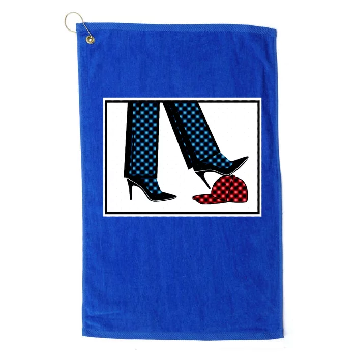 Kamala Harris Heels Stepping On Maga Hat Platinum Collection Golf Towel