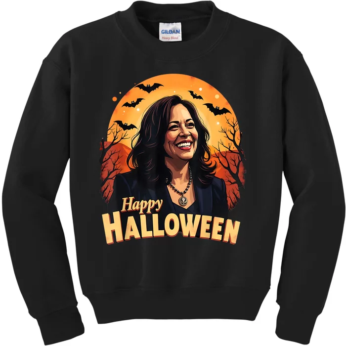 Kamala Harris Happy Halloween Harris Walz 2024 Usa Halloween Kids Sweatshirt