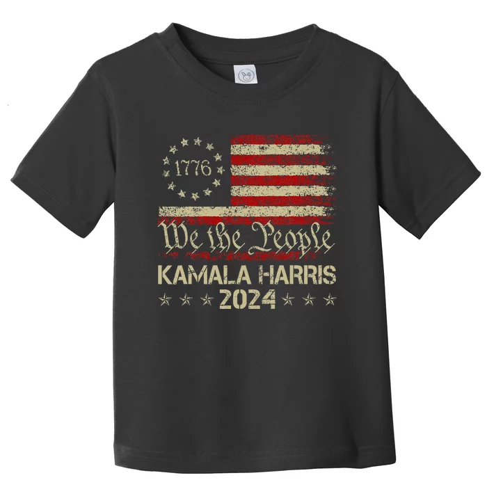 Kamala Harris Harris 2024 Us Flag Democratic President Toddler T-Shirt