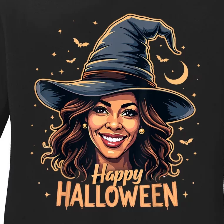 Kamala Harris Happy Halloween 2024 Election Witch Costume Ladies Long Sleeve Shirt