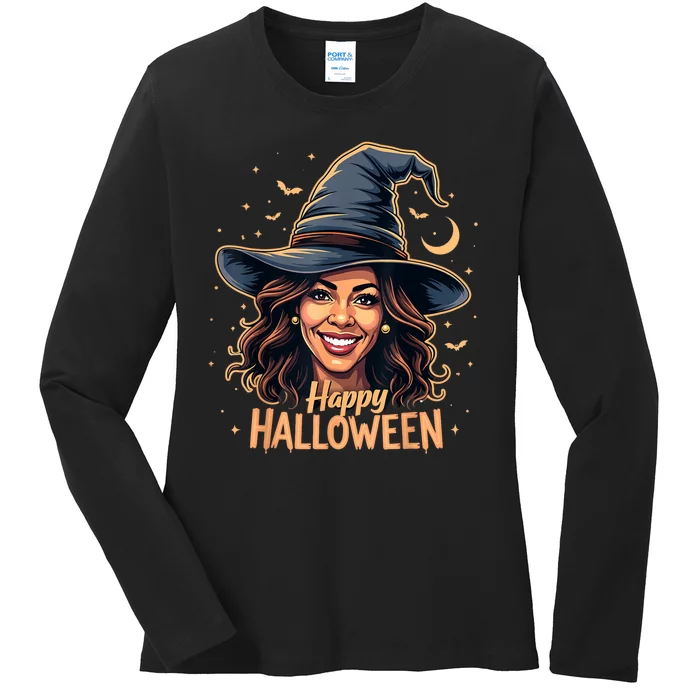 Kamala Harris Happy Halloween 2024 Election Witch Costume Ladies Long Sleeve Shirt