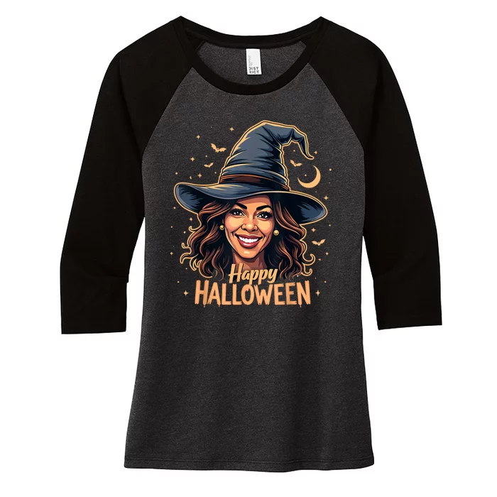 Kamala Harris Happy Halloween 2024 Election Witch Costume Women's Tri-Blend 3/4-Sleeve Raglan Shirt