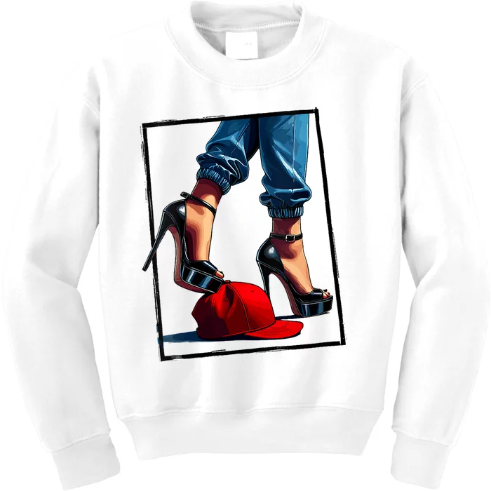 Kamala Harris Heels Stepping On Maga Hat Design Kids Sweatshirt