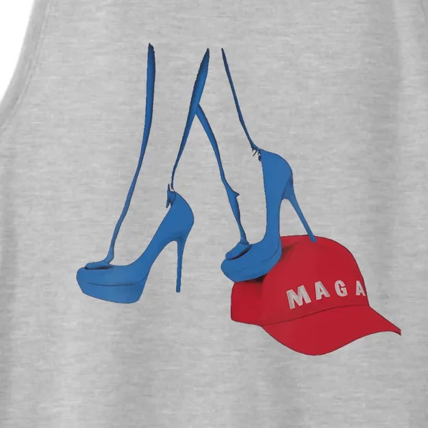 Kamala Harris Heel Stepping On Maga Hat Anti Trump Ladies Tri-Blend Wicking Tank