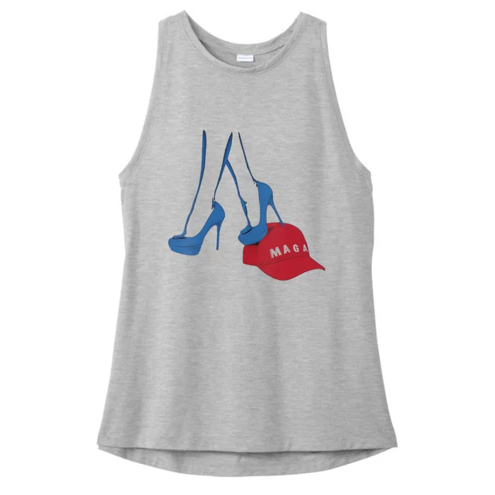 Kamala Harris Heel Stepping On Maga Hat Anti Trump Ladies Tri-Blend Wicking Tank