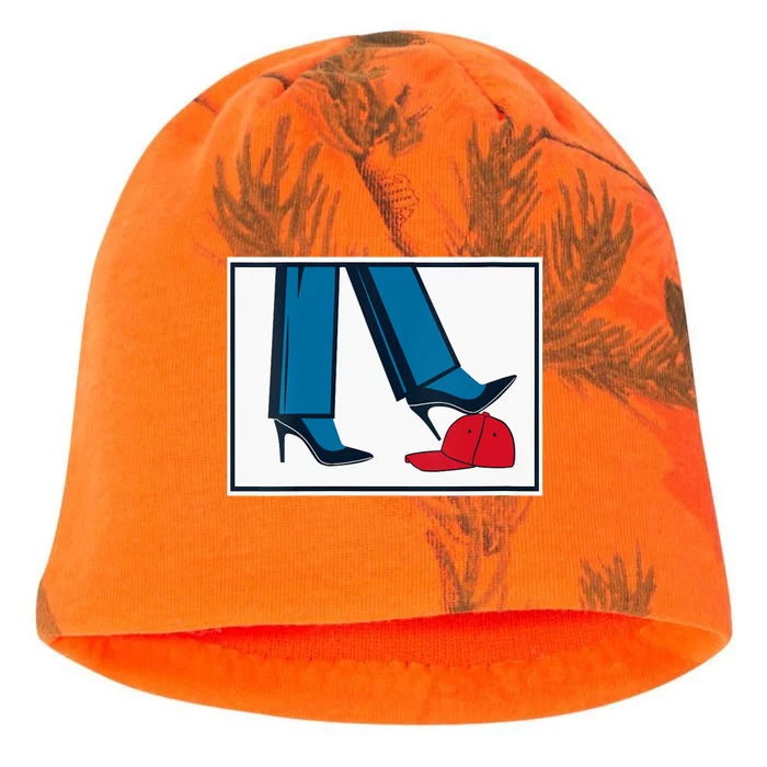 Kamala Harris Heels Stepping On Maga Hat Kati - Camo Knit Beanie