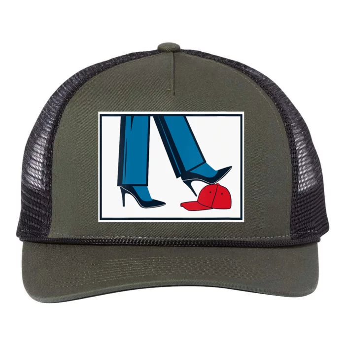 Kamala Harris Heels Stepping On Maga Hat Retro Rope Trucker Hat Cap