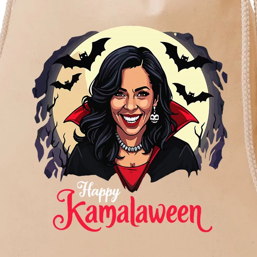 Kamala Harris Happy Kamalaween Pumpkin Ghost Vote Drawstring Bag