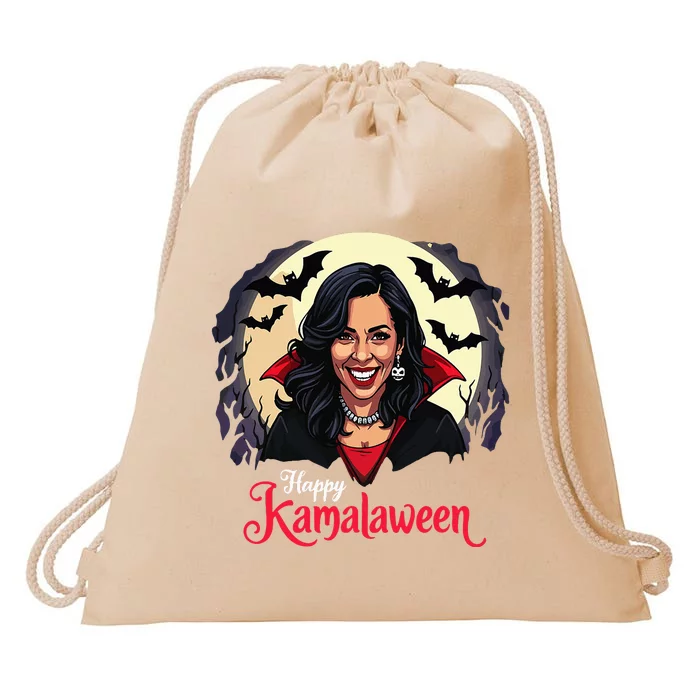 Kamala Harris Happy Kamalaween Pumpkin Ghost Vote Drawstring Bag