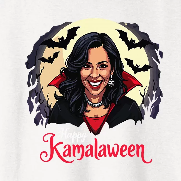 Kamala Harris Happy Kamalaween Pumpkin Ghost Vote Women's Crop Top Tee