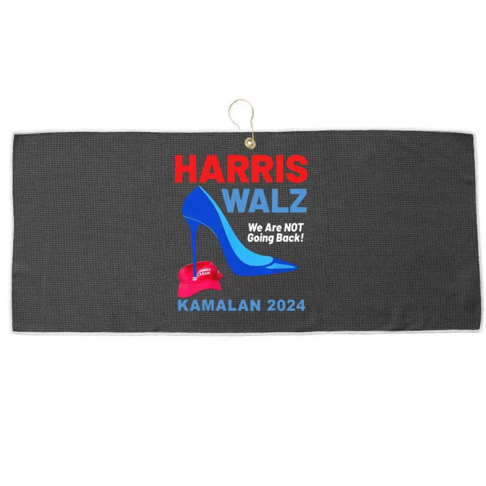 Kamala Harris Heels Stepping On Red Maga Hat Large Microfiber Waffle Golf Towel