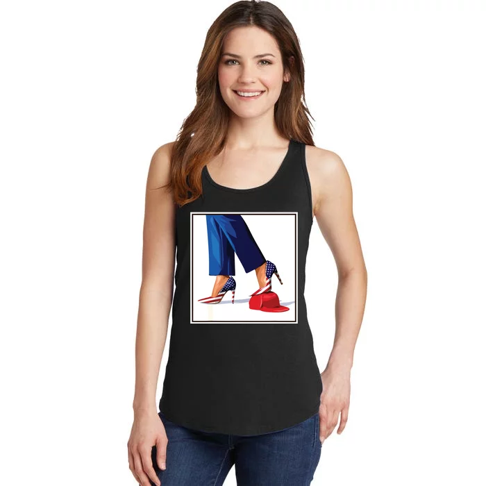 Kamala Harris Heels Stepping On Maga Red Hat Ladies Essential Tank