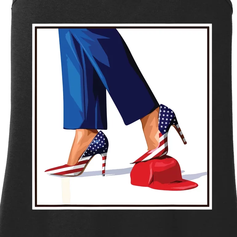 Kamala Harris Heels Stepping On Maga Red Hat Ladies Essential Tank