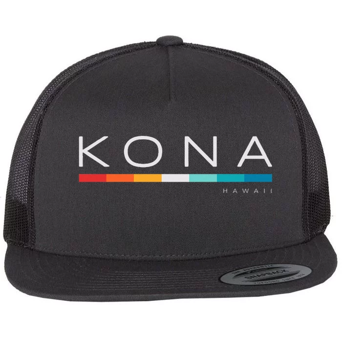 Kona Hawaii Hi Retro Design Flat Bill Trucker Hat