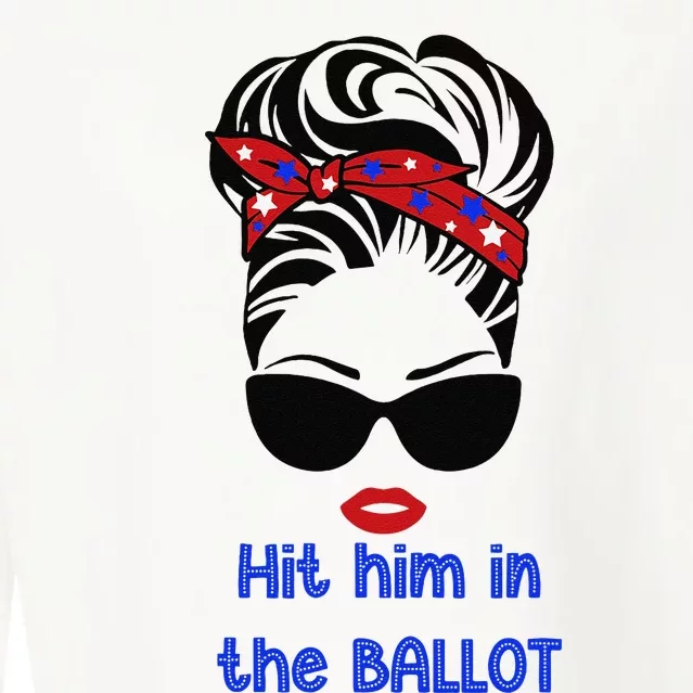 Kamala Harris Hit Him In The Ballot Funny Graphic Cropped Pullover Crew