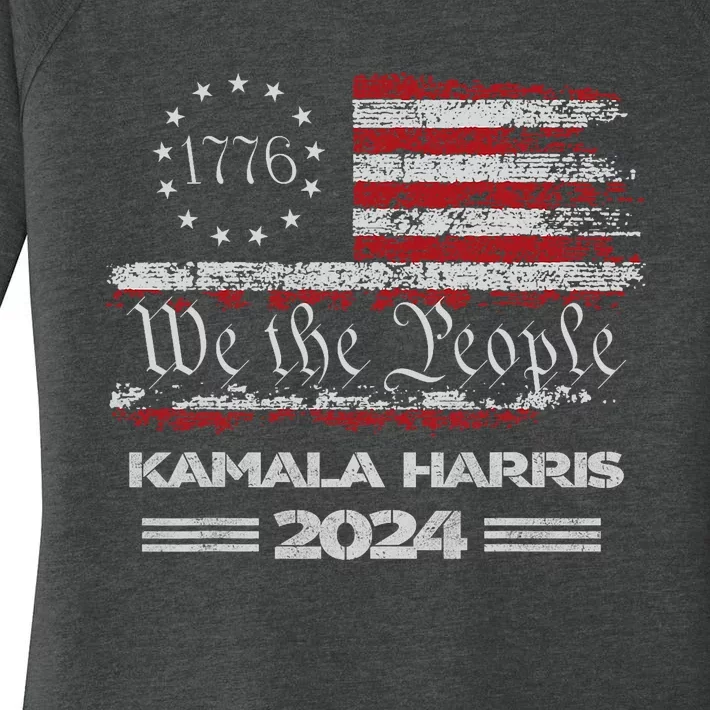 Kamala Harris Harris 2024 Us Flag Democratic President 47th Women's Perfect Tri Tunic Long Sleeve Shirt