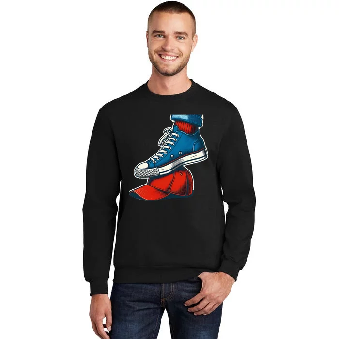 Kamala Harris High Heels Stepping On Red Maga Hat Tall Sweatshirt