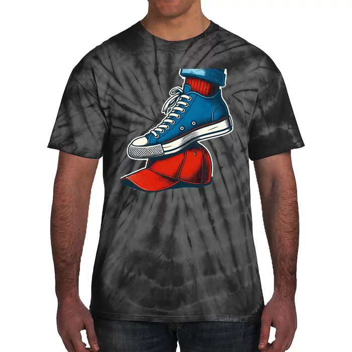 Kamala Harris High Heels Stepping On Red Maga Hat Tie-Dye T-Shirt