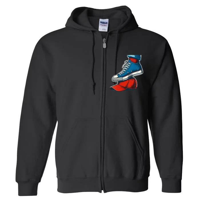 Kamala Harris High Heels Stepping On Red Maga Hat Full Zip Hoodie