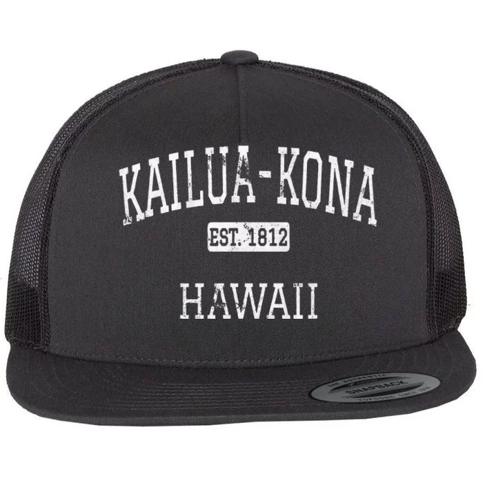 Kailuakona Hawaii Hi Vintage Flat Bill Trucker Hat