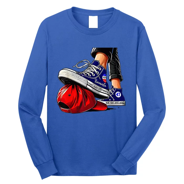 Kamala Harris High Heels Stepping On Red Maga Long Sleeve Shirt