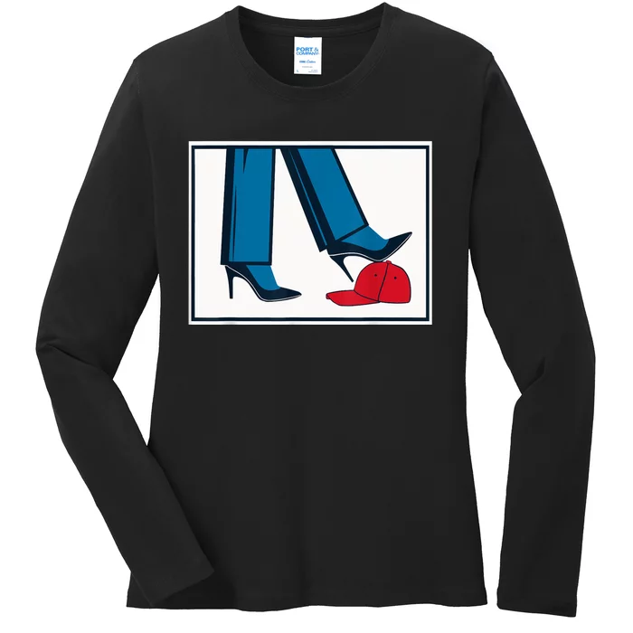 Kamala Harris Heels Stepping On Maga Hat Ladies Long Sleeve Shirt